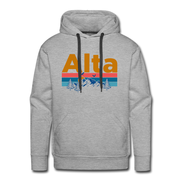 Premium Alta, Utah Hoodie - Retro Mountain & Birds Premium Men's Alta Sweatshirt / Hoodie - heather grey