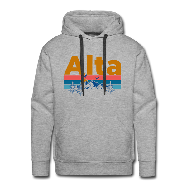 Premium Alta, Utah Hoodie - Retro Mountain & Birds Premium Men's Alta Sweatshirt / Hoodie - heather grey