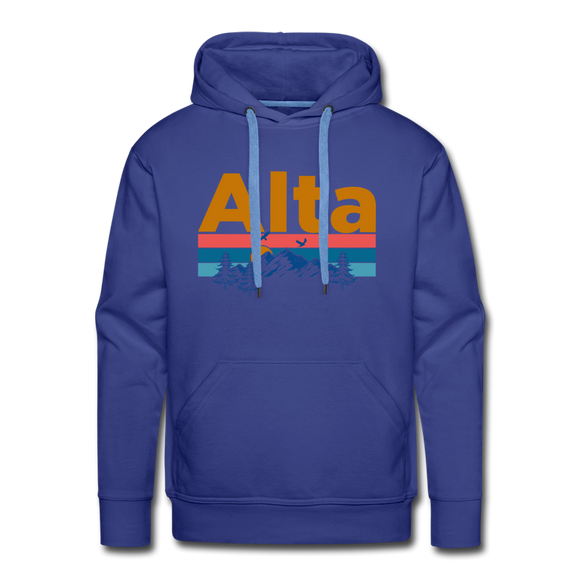 Premium Alta, Utah Hoodie - Retro Mountain & Birds Premium Men's Alta Sweatshirt / Hoodie - royalblue