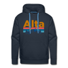 Premium Alta, Utah Hoodie - Retro Mountain & Birds Premium Men's Alta Sweatshirt / Hoodie - navy