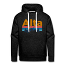Premium Alta, Utah Hoodie - Retro Mountain & Birds Premium Men's Alta Sweatshirt / Hoodie - charcoal grey