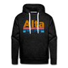 Premium Alta, Utah Hoodie - Retro Mountain & Birds Premium Men's Alta Sweatshirt / Hoodie - charcoal grey