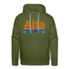 Premium Alta, Utah Hoodie - Retro Mountain & Birds Premium Men's Alta Sweatshirt / Hoodie - olive green