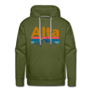 Premium Alta, Utah Hoodie - Retro Mountain & Birds Premium Men's Alta Sweatshirt / Hoodie - olive green