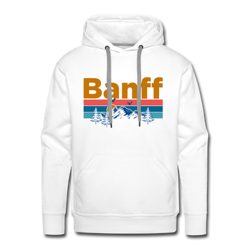 Premium Banff, Canada Hoodie - Retro Mountain & Birds Premium Men's Banff Sweatshirt / Hoodie - white