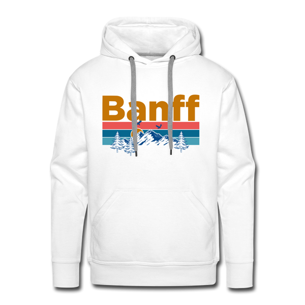 Premium Banff, Canada Hoodie - Retro Mountain & Birds Premium Men's Banff Sweatshirt / Hoodie - white