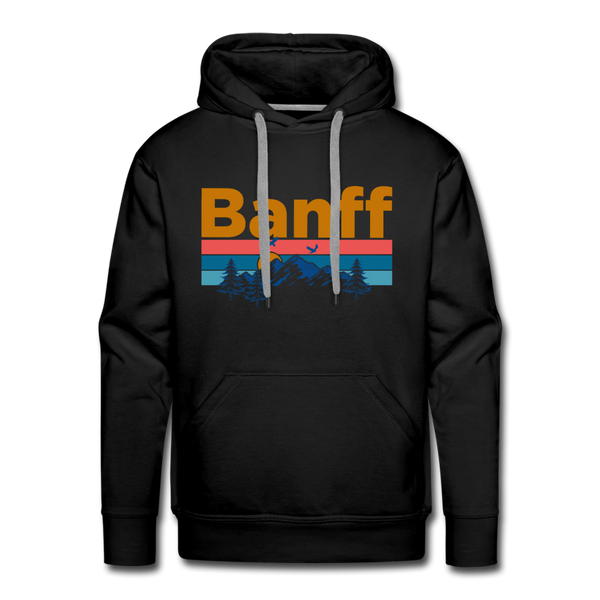 Premium Banff, Canada Hoodie - Retro Mountain & Birds Premium Men's Banff Sweatshirt / Hoodie - black