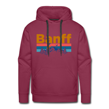 Premium Banff, Canada Hoodie - Retro Mountain & Birds Premium Men's Banff Sweatshirt / Hoodie - burgundy