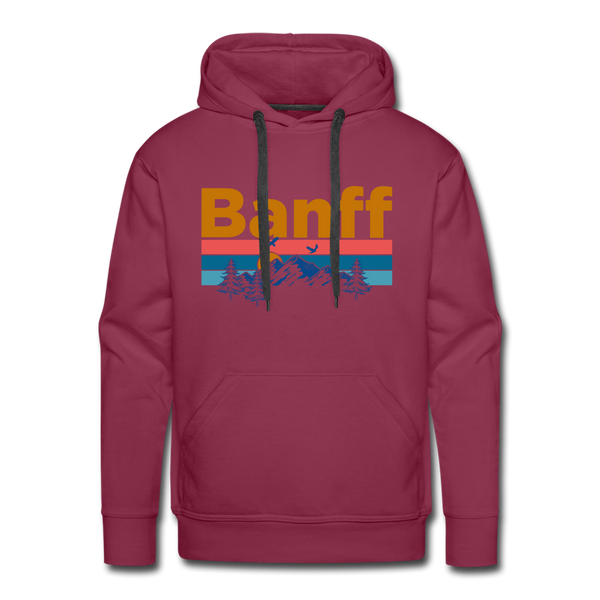 Premium Banff, Canada Hoodie - Retro Mountain & Birds Premium Men's Banff Sweatshirt / Hoodie - burgundy