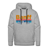 Premium Banff, Canada Hoodie - Retro Mountain & Birds Premium Men's Banff Sweatshirt / Hoodie - heather grey