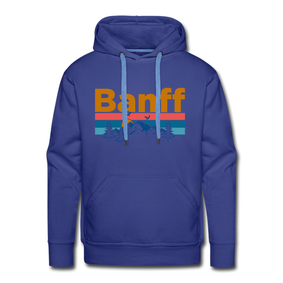 Premium Banff, Canada Hoodie - Retro Mountain & Birds Premium Men's Banff Sweatshirt / Hoodie - royalblue