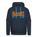 Premium Banff, Canada Hoodie - Retro Mountain & Birds Premium Men's Banff Sweatshirt / Hoodie - navy