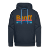 Premium Banff, Canada Hoodie - Retro Mountain & Birds Premium Men's Banff Sweatshirt / Hoodie - navy