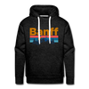 Premium Banff, Canada Hoodie - Retro Mountain & Birds Premium Men's Banff Sweatshirt / Hoodie - charcoal grey