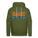 Premium Banff, Canada Hoodie - Retro Mountain & Birds Premium Men's Banff Sweatshirt / Hoodie - olive green