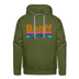 Premium Banff, Canada Hoodie - Retro Mountain & Birds Premium Men's Banff Sweatshirt / Hoodie - olive green