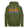 Premium Banff, Canada Hoodie - Retro Mountain & Birds Premium Men's Banff Sweatshirt / Hoodie - olive green