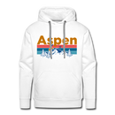 Premium Aspen, Colorado Hoodie - Retro Mountain & Birds Premium Men's Aspen Sweatshirt / Hoodie - white