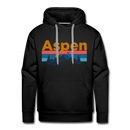 Premium Aspen, Colorado Hoodie - Retro Mountain & Birds Premium Men's Aspen Sweatshirt / Hoodie - black