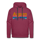Premium Aspen, Colorado Hoodie - Retro Mountain & Birds Premium Men's Aspen Sweatshirt / Hoodie - burgundy