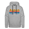 Premium Aspen, Colorado Hoodie - Retro Mountain & Birds Premium Men's Aspen Sweatshirt / Hoodie - heather grey