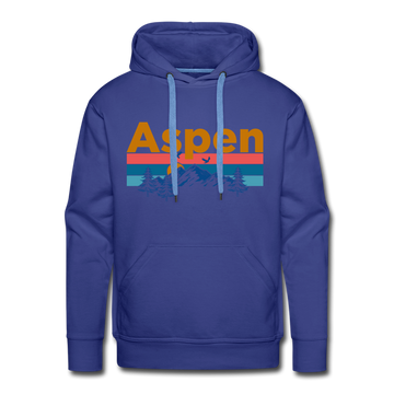 Premium Aspen, Colorado Hoodie - Retro Mountain & Birds Premium Men's Aspen Sweatshirt / Hoodie - royalblue