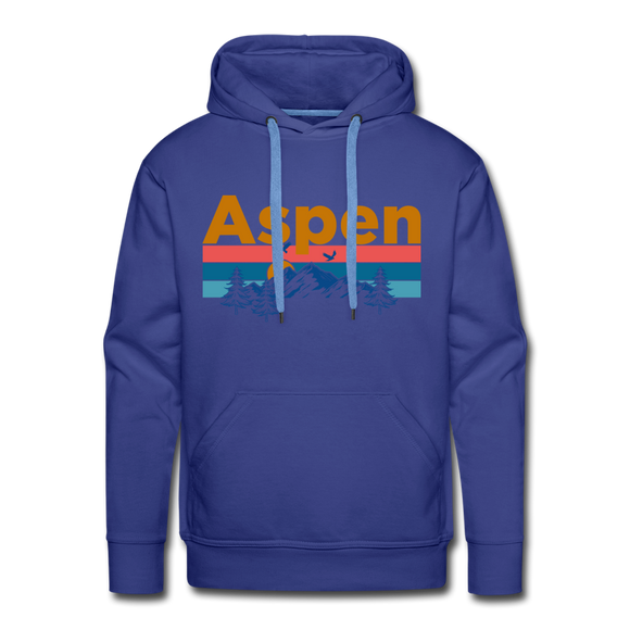 Premium Aspen, Colorado Hoodie - Retro Mountain & Birds Premium Men's Aspen Sweatshirt / Hoodie - royalblue