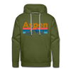 Premium Aspen, Colorado Hoodie - Retro Mountain & Birds Premium Men's Aspen Sweatshirt / Hoodie - olive green