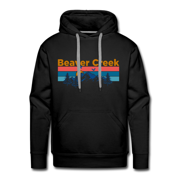 Premium Beaver Creek, Colorado Hoodie - Retro Mountain & Birds Premium Men's Beaver Creek Sweatshirt / Hoodie - black