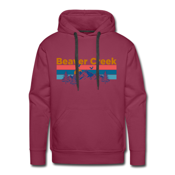 Premium Beaver Creek, Colorado Hoodie - Retro Mountain & Birds Premium Men's Beaver Creek Sweatshirt / Hoodie - burgundy