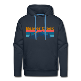 Premium Beaver Creek, Colorado Hoodie - Retro Mountain & Birds Premium Men's Beaver Creek Sweatshirt / Hoodie - navy