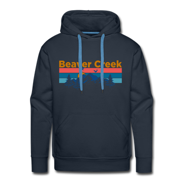 Premium Beaver Creek, Colorado Hoodie - Retro Mountain & Birds Premium Men's Beaver Creek Sweatshirt / Hoodie - navy