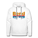 Premium Bend, Oregon Hoodie - Retro Mountain & Birds Premium Men's Bend Sweatshirt / Hoodie - white
