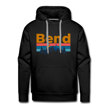 Premium Bend, Oregon Hoodie - Retro Mountain & Birds Premium Men's Bend Sweatshirt / Hoodie - black