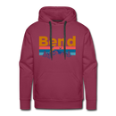 Premium Bend, Oregon Hoodie - Retro Mountain & Birds Premium Men's Bend Sweatshirt / Hoodie - burgundy