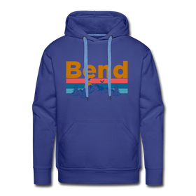 Premium Bend, Oregon Hoodie - Retro Mountain & Birds Premium Men's Bend Sweatshirt / Hoodie - royalblue