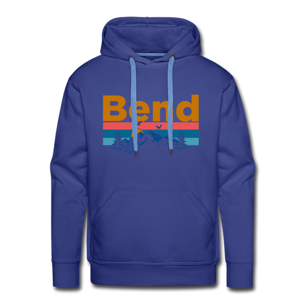 Premium Bend, Oregon Hoodie - Retro Mountain & Birds Premium Men's Bend Sweatshirt / Hoodie - royalblue