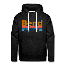 Premium Bend, Oregon Hoodie - Retro Mountain & Birds Premium Men's Bend Sweatshirt / Hoodie