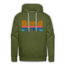 Premium Bend, Oregon Hoodie - Retro Mountain & Birds Premium Men's Bend Sweatshirt / Hoodie - olive green