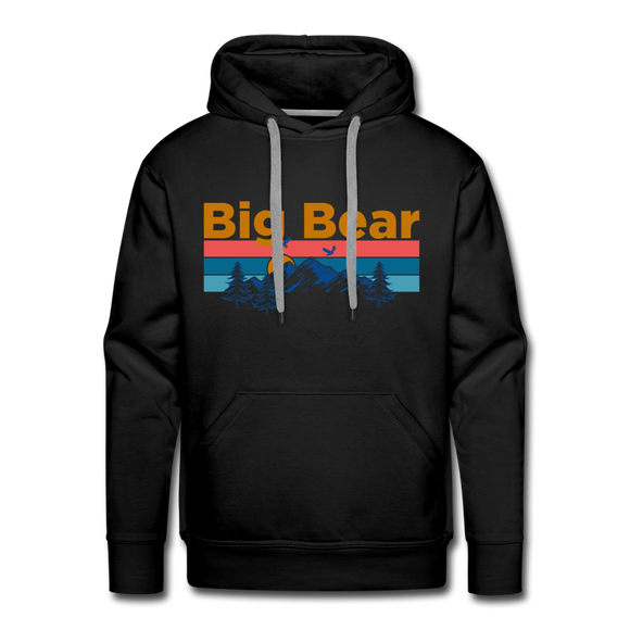 Premium Big Bear, California Hoodie - Retro Mountain & Birds Premium Men's Big Bear Sweatshirt / Hoodie - black