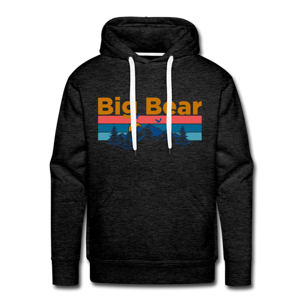 Premium Big Bear, California Hoodie - Retro Mountain & Birds Premium Men's Big Bear Sweatshirt / Hoodie - charcoal grey