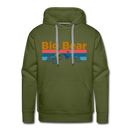Premium Big Bear, California Hoodie - Retro Mountain & Birds Premium Men's Big Bear Sweatshirt / Hoodie - olive green