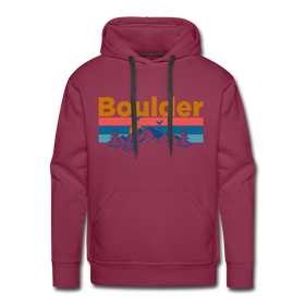 Premium Boulder, Colorado Hoodie - Retro Mountain & Birds Premium Men's Boulder Sweatshirt / Hoodie - burgundy