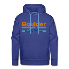 Premium Boulder, Colorado Hoodie - Retro Mountain & Birds Premium Men's Boulder Sweatshirt / Hoodie - royalblue
