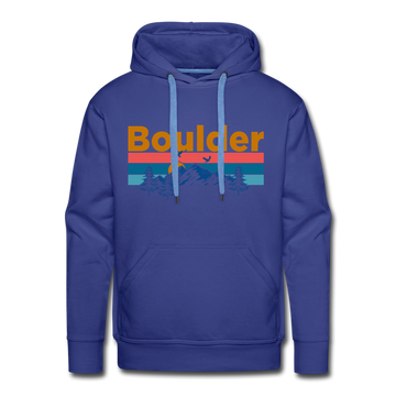 Premium Boulder, Colorado Hoodie - Retro Mountain & Birds Premium Men's Boulder Sweatshirt / Hoodie - royalblue