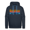 Premium Boulder, Colorado Hoodie - Retro Mountain & Birds Premium Men's Boulder Sweatshirt / Hoodie - navy