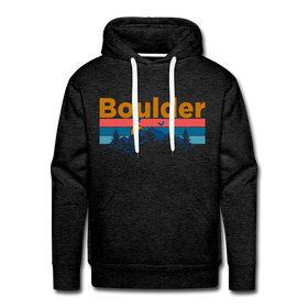 Premium Boulder, Colorado Hoodie - Retro Mountain & Birds Premium Men's Boulder Sweatshirt / Hoodie