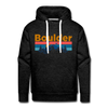 Premium Boulder, Colorado Hoodie - Retro Mountain & Birds Premium Men's Boulder Sweatshirt / Hoodie