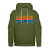 Premium Boulder, Colorado Hoodie - Retro Mountain & Birds Premium Men's Boulder Sweatshirt / Hoodie - olive green