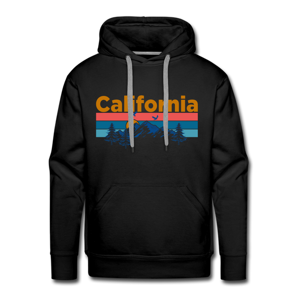 Premium California Hoodie - Retro Mountain & Birds Premium Men's California Sweatshirt / Hoodie - black